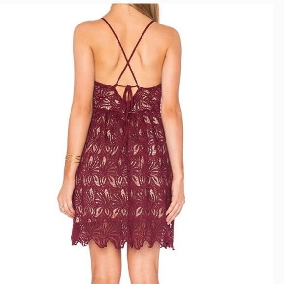 J.O.A. Scalloped Floral Lace Fit and Flare Lace Up Dress - Picture 3 of 13